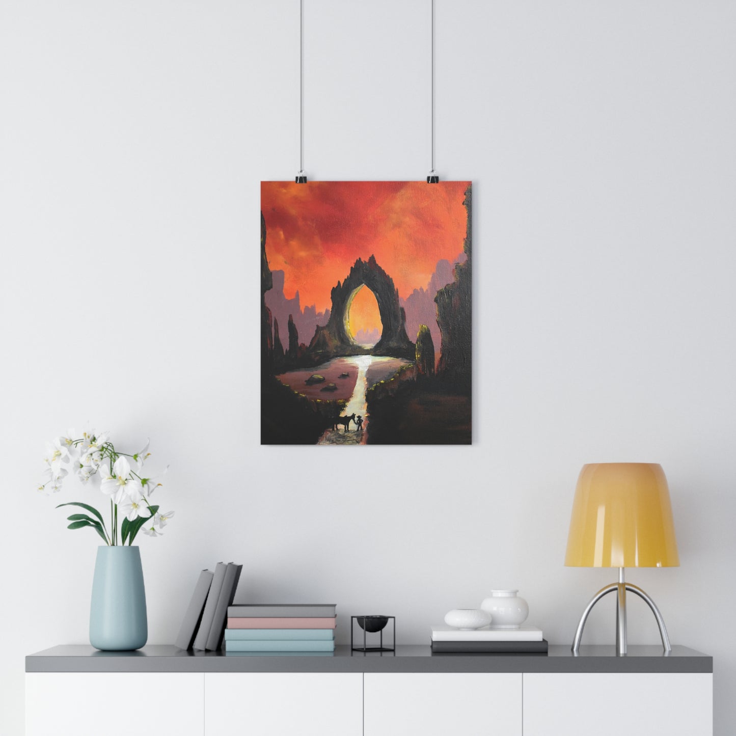 Giclée Art Print — Fiery Archway Landscape (Surreal Sunset)