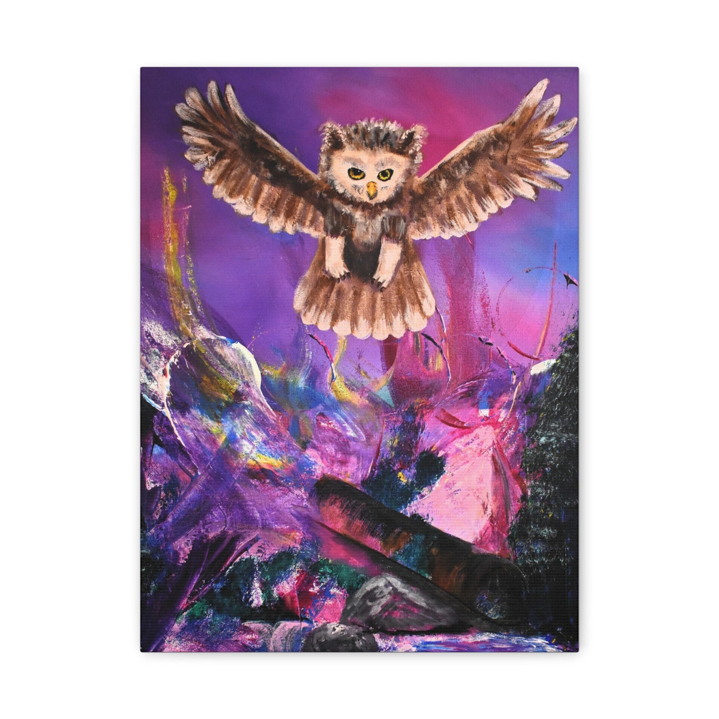 Owl Night Flight Matte Canvas Art –Wall Decor