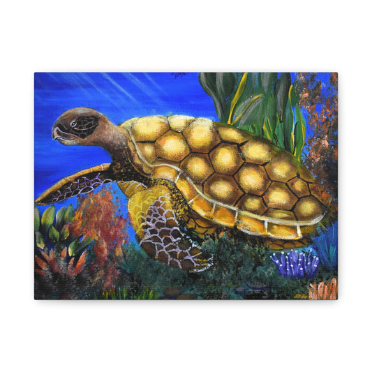 Sea Turtle Canvas Print — Matte Stretched Wall Art (1.25")