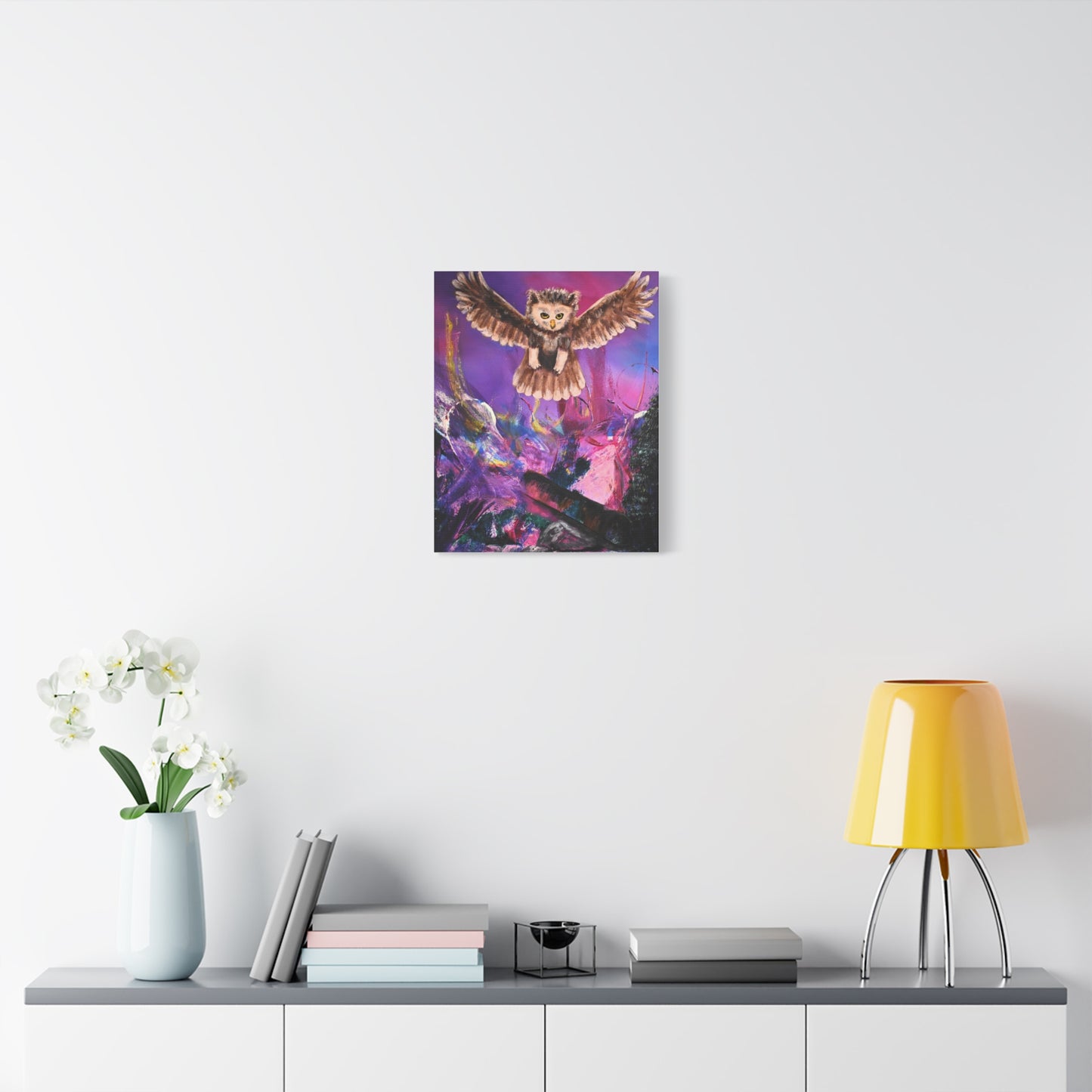 Owl Night Flight Matte Canvas Art –Wall Decor