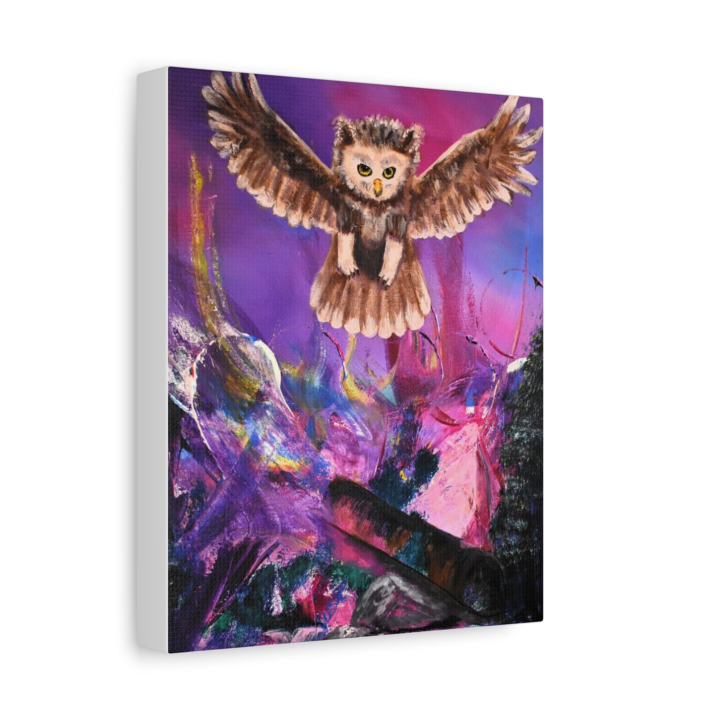 Owl Night Flight Matte Canvas Art –Wall Decor