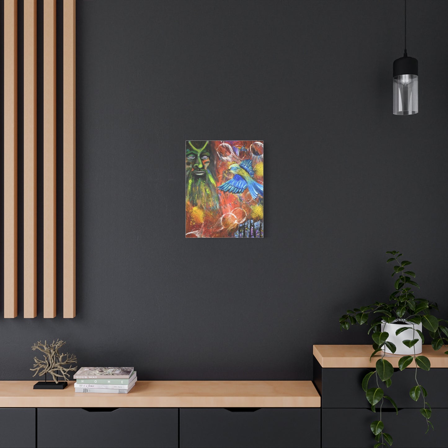 Mystical Forest Canvas Print — Bluebird & Green Man Stretched Wall Art
