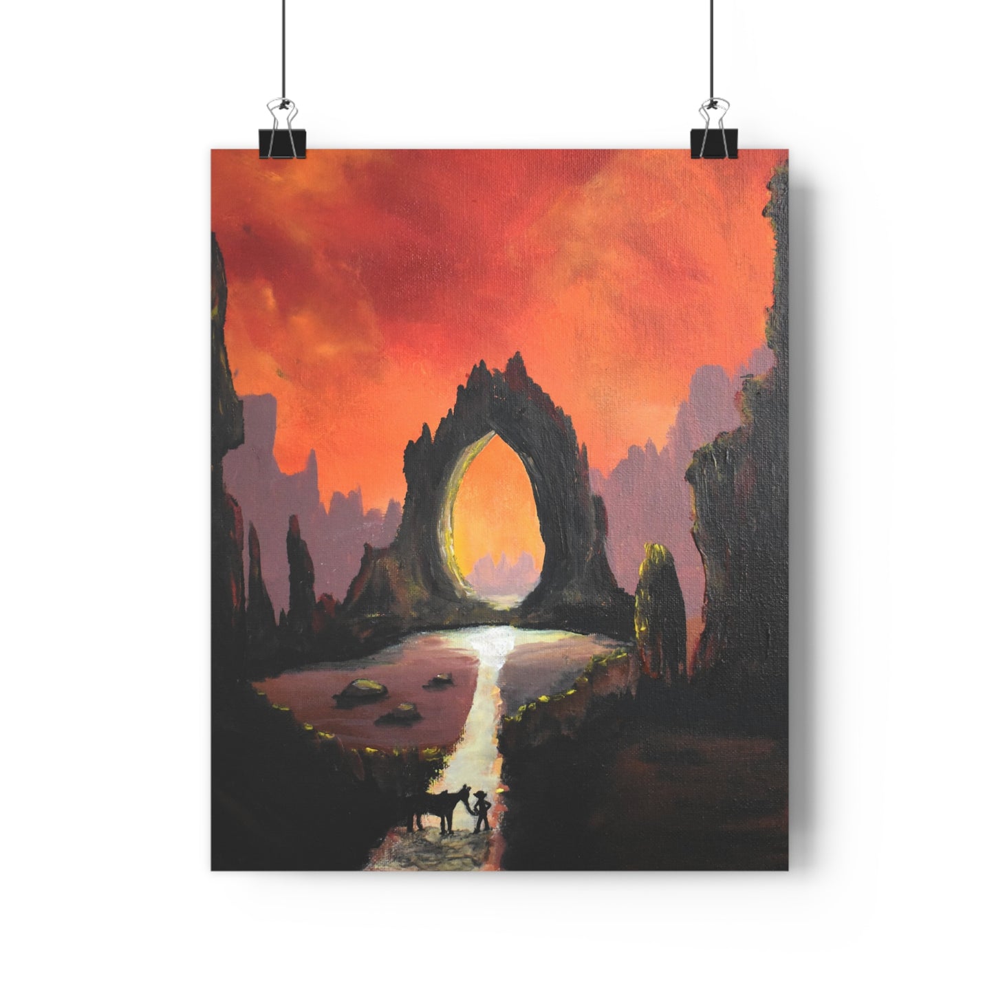 Giclée Art Print — Fiery Archway Landscape (Surreal Sunset)