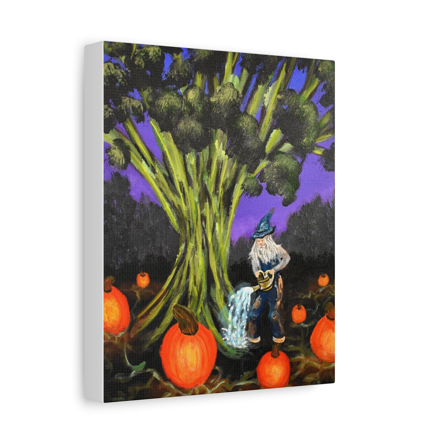 Whimsical Gnome Pumpkin Patch Matte Canvas Art