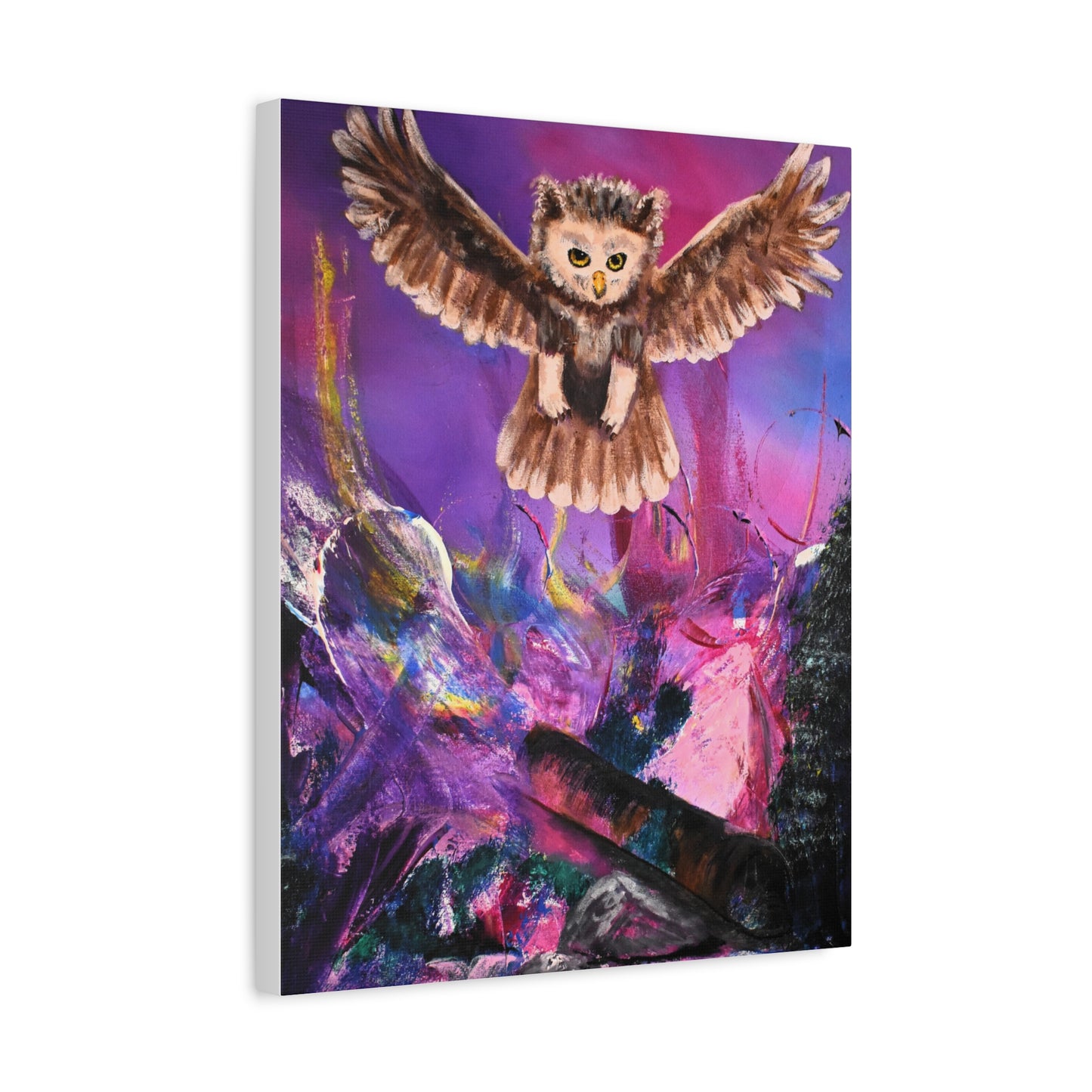 Owl Night Flight Matte Canvas Art –Wall Decor