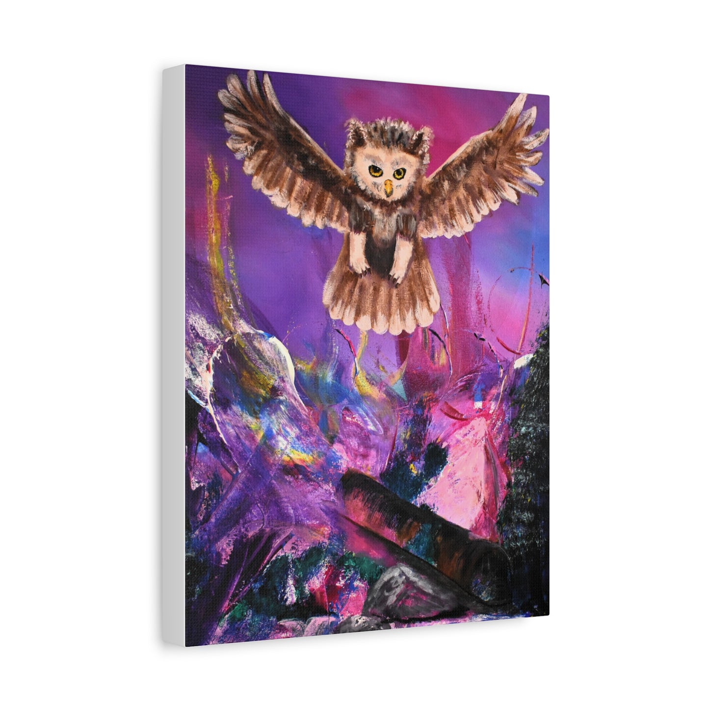 Owl Night Flight Matte Canvas Art –Wall Decor