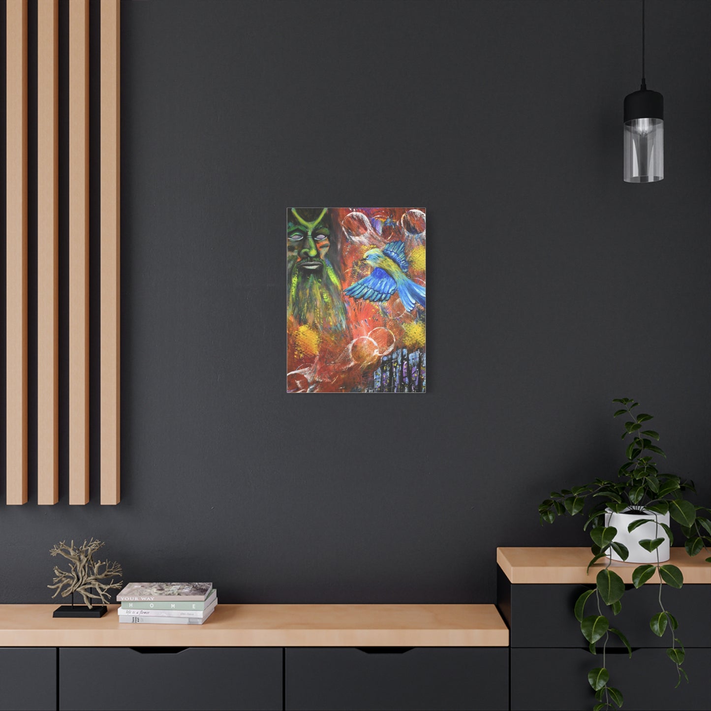 Mystical Forest Canvas Print — Bluebird & Green Man Stretched Wall Art