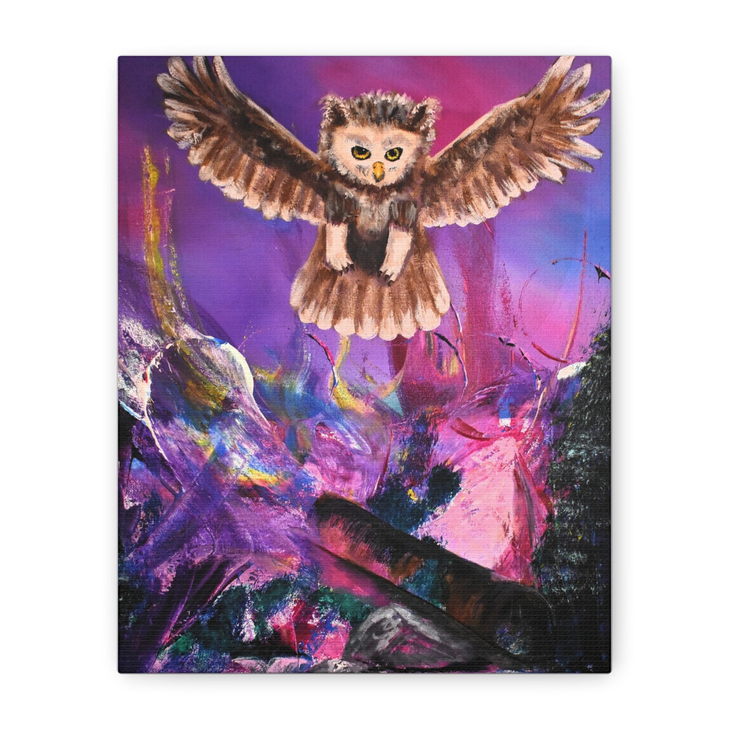 Owl Night Flight Matte Canvas Art –Wall Decor