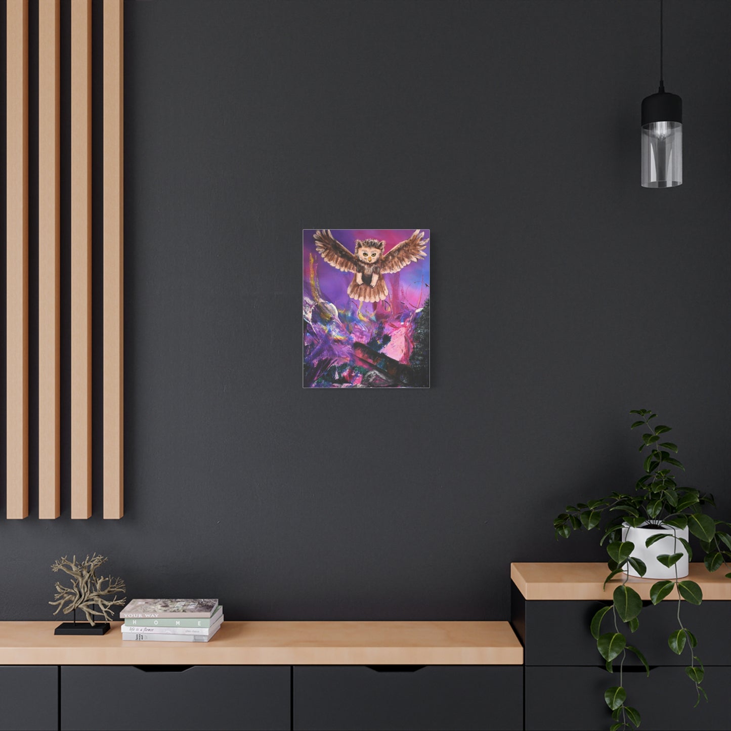 Owl Night Flight Matte Canvas Art –Wall Decor