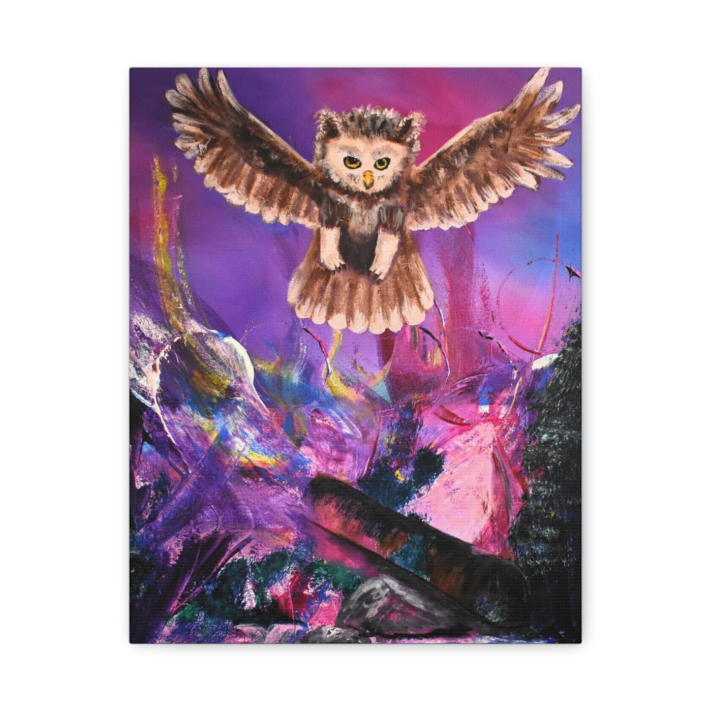 Owl Night Flight Matte Canvas Art –Wall Decor