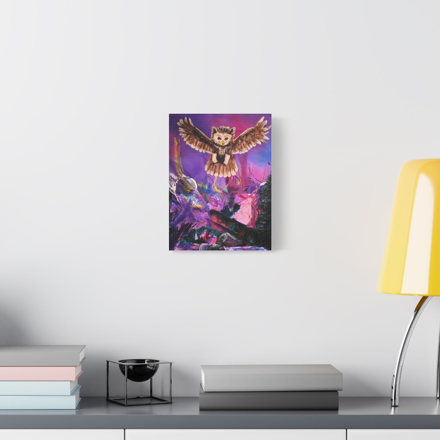 Owl Night Flight Matte Canvas Art –Wall Decor