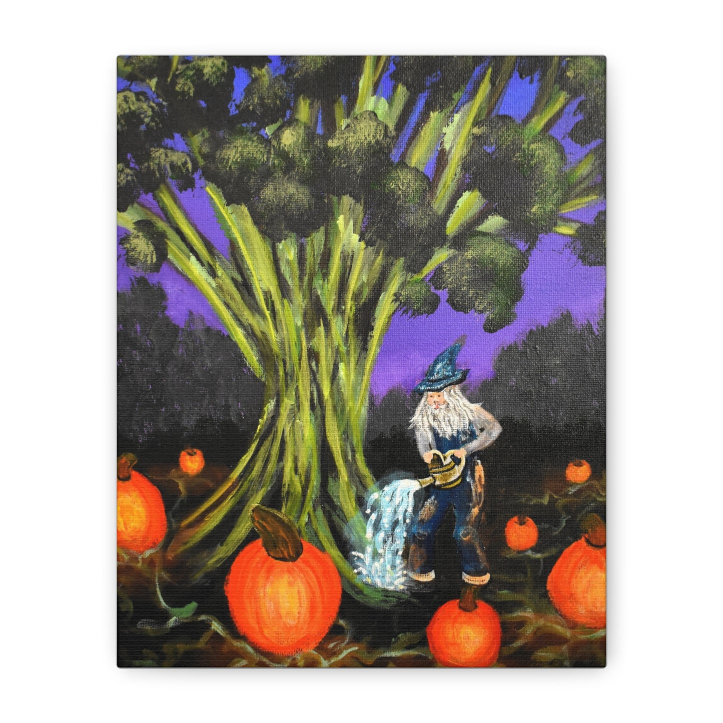Whimsical Gnome Pumpkin Patch Matte Canvas Art