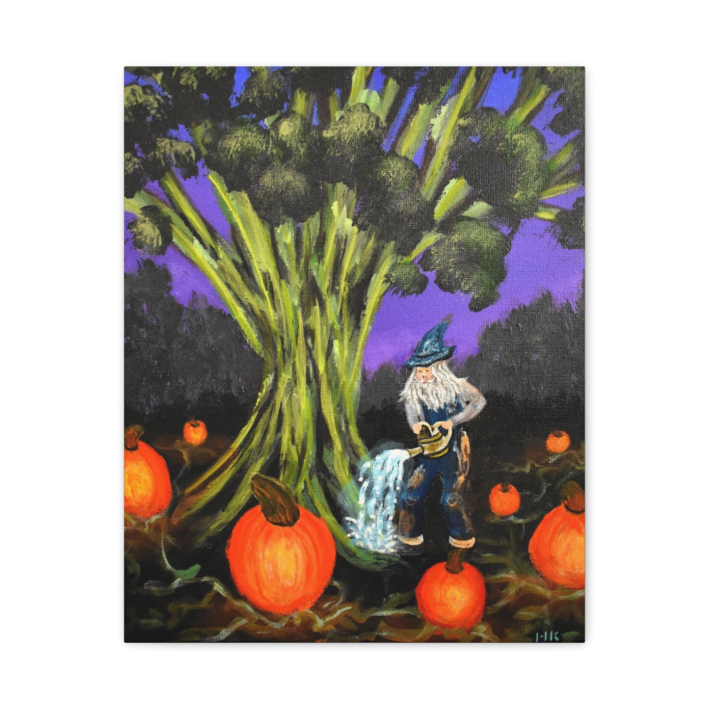 Whimsical Gnome Pumpkin Patch Matte Canvas Art