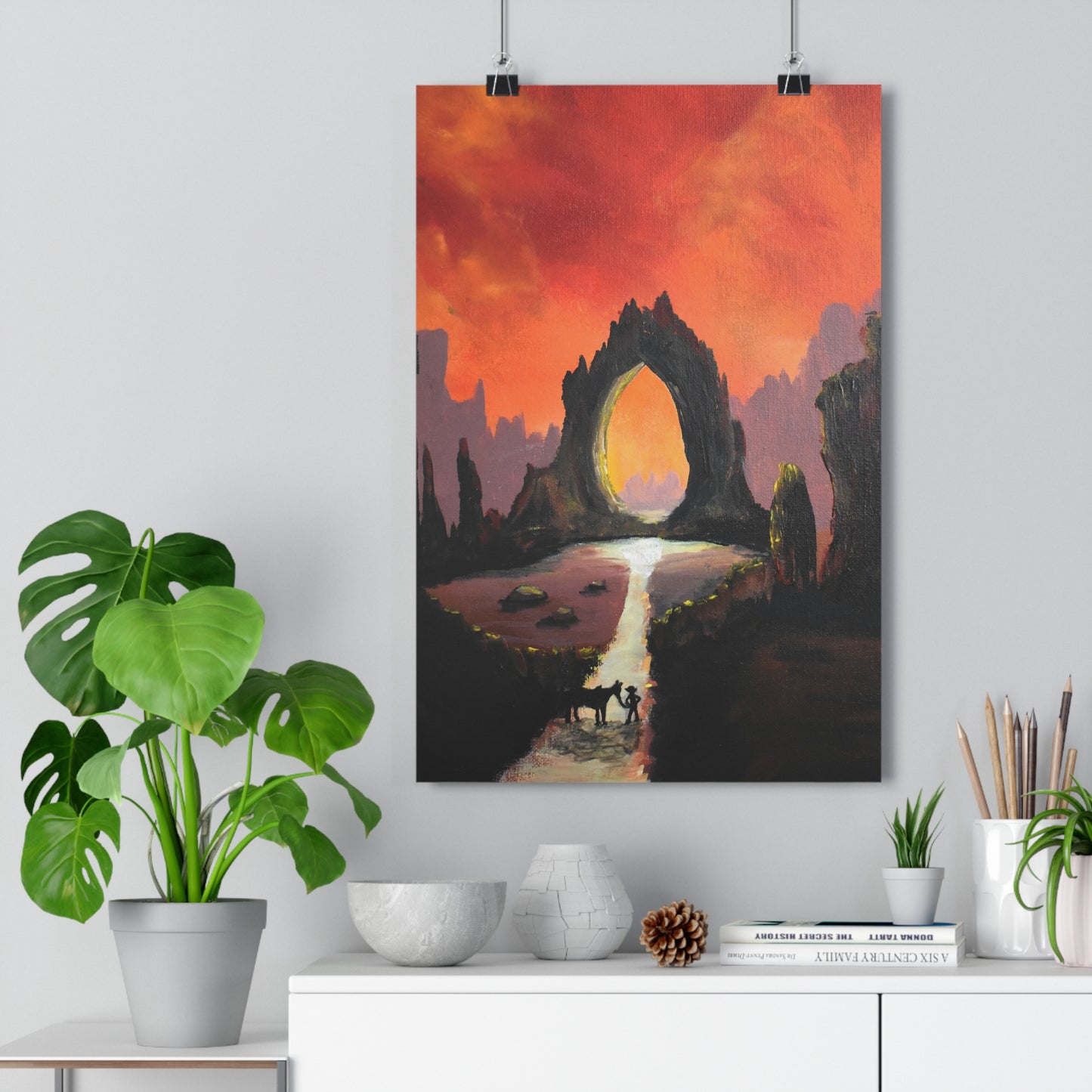 Giclée Art Print — Fiery Archway Landscape (Surreal Sunset)