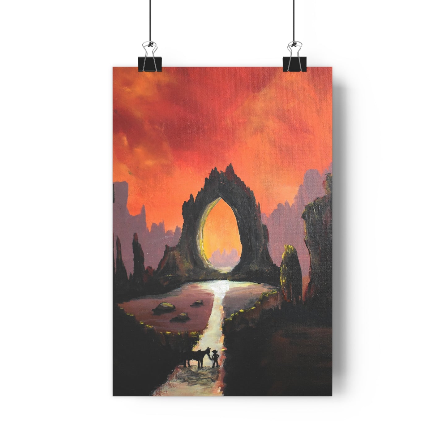 Giclée Art Print — Fiery Archway Landscape (Surreal Sunset)