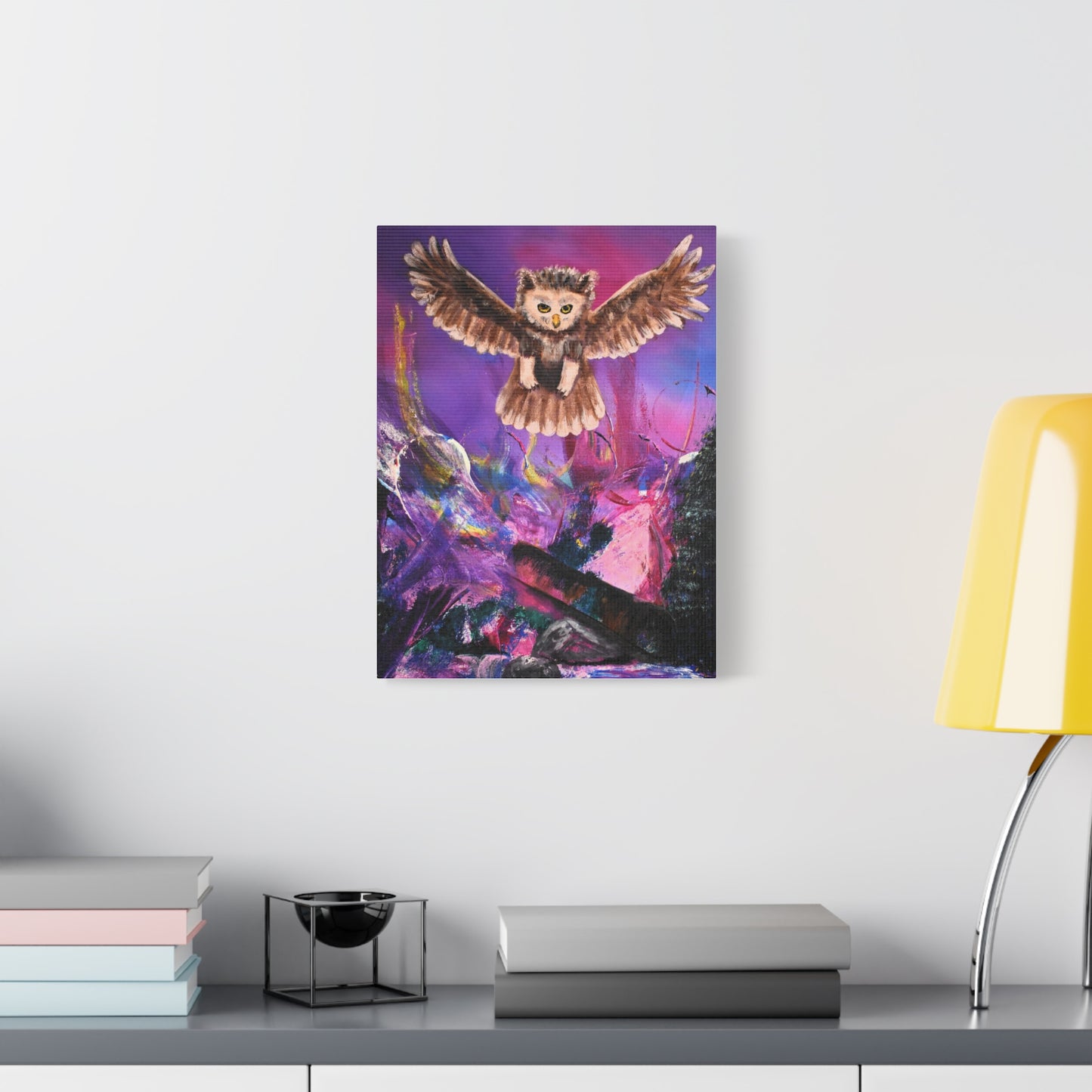 Owl Night Flight Matte Canvas Art –Wall Decor