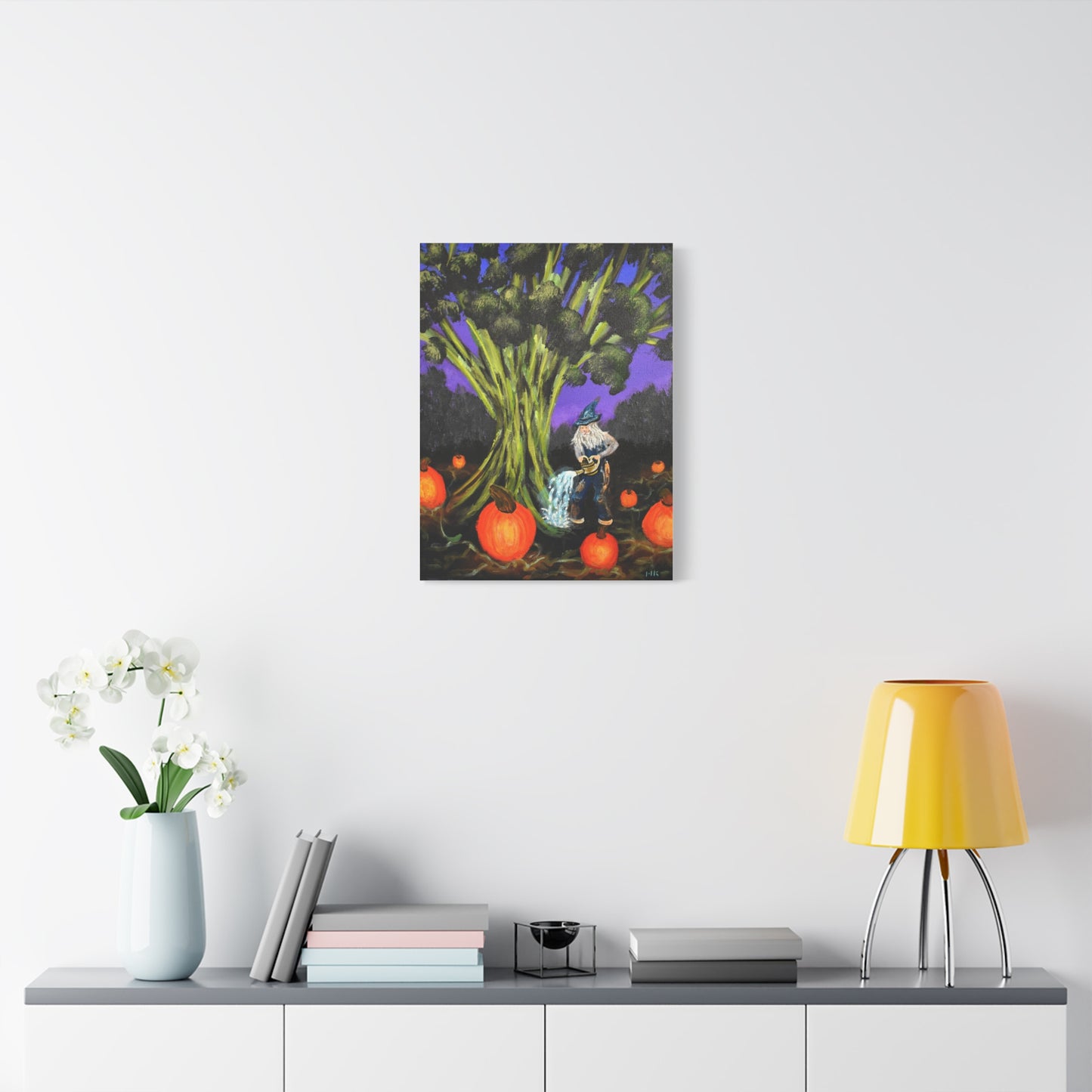 Whimsical Gnome Pumpkin Patch Matte Canvas Art