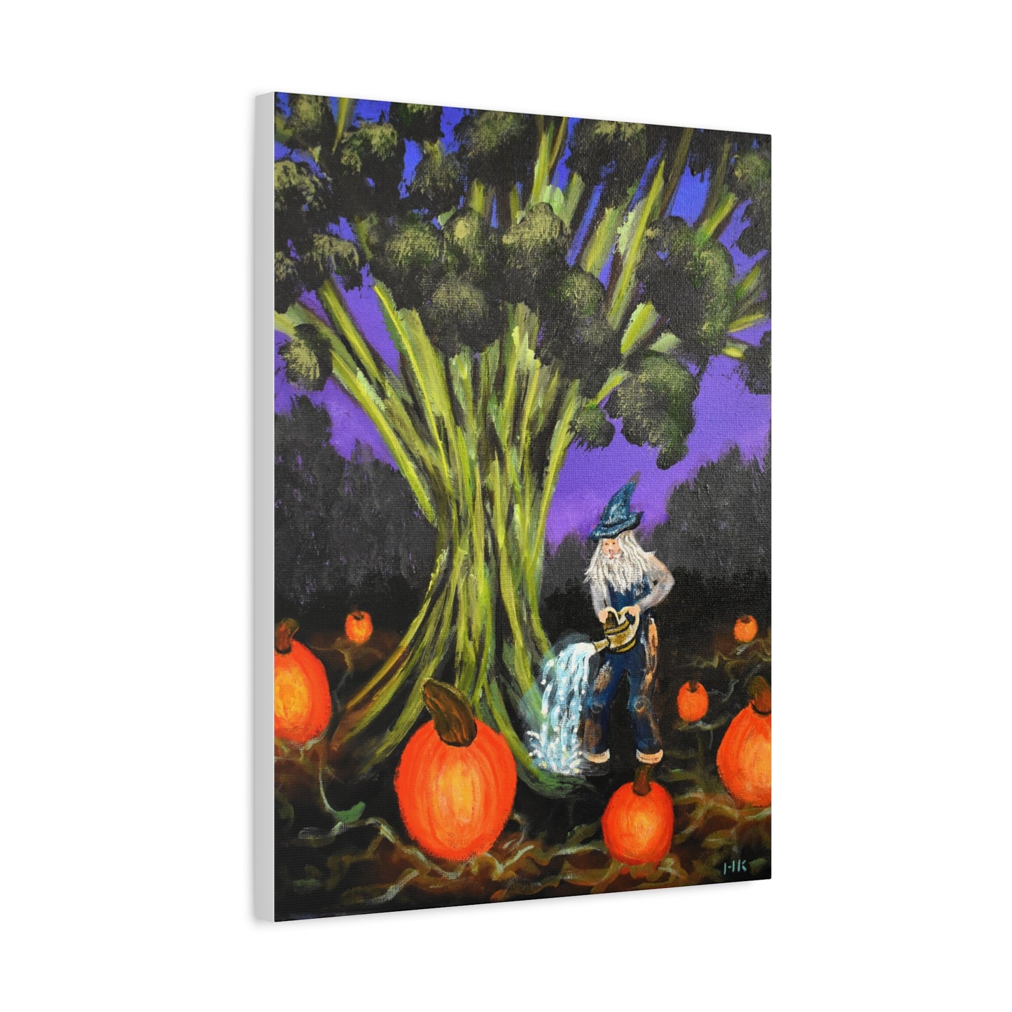 Whimsical Gnome Pumpkin Patch Matte Canvas Art