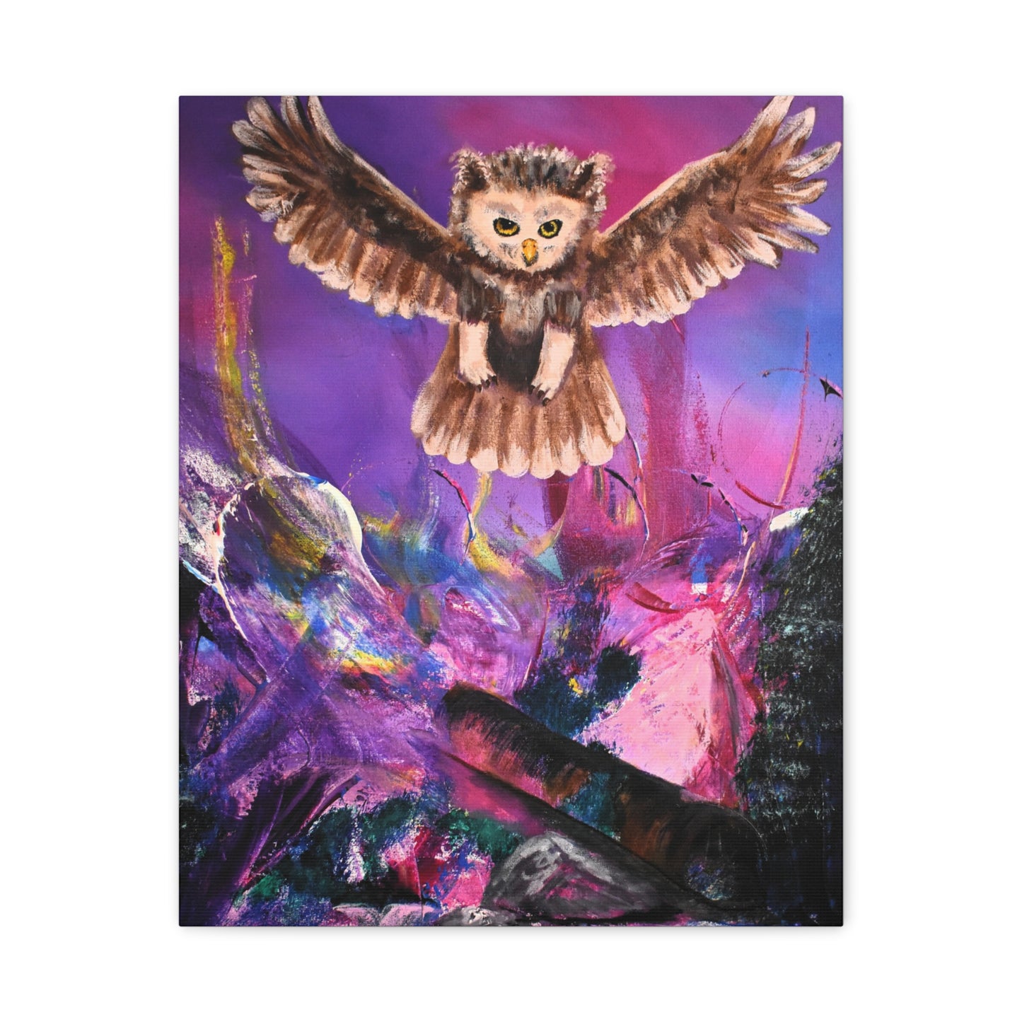 Owl Night Flight Matte Canvas Art –Wall Decor