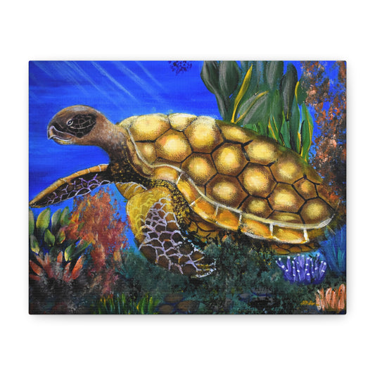 Sea Turtle Canvas Print — Matte Stretched Wall Art (1.25")