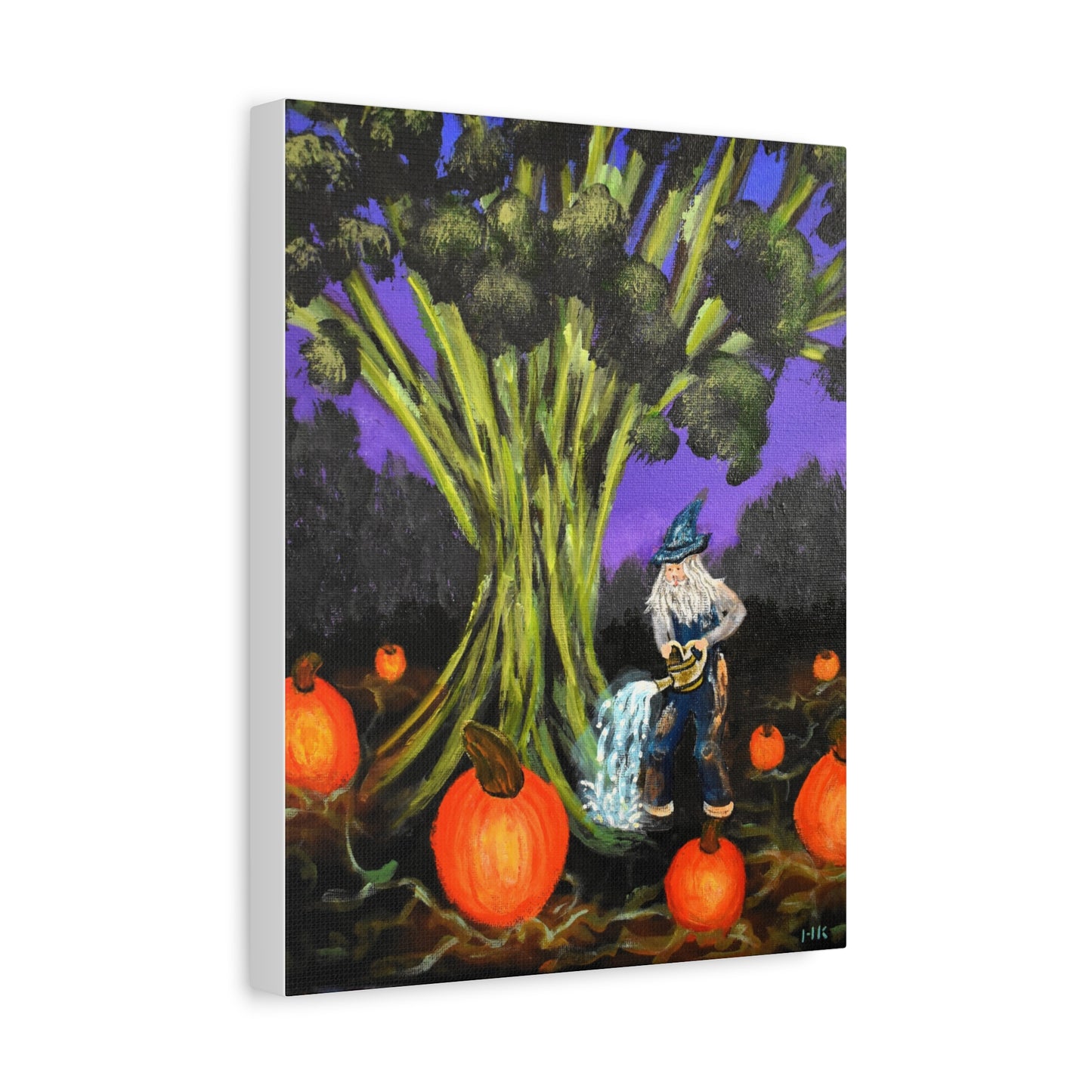 Whimsical Gnome Pumpkin Patch Matte Canvas Art