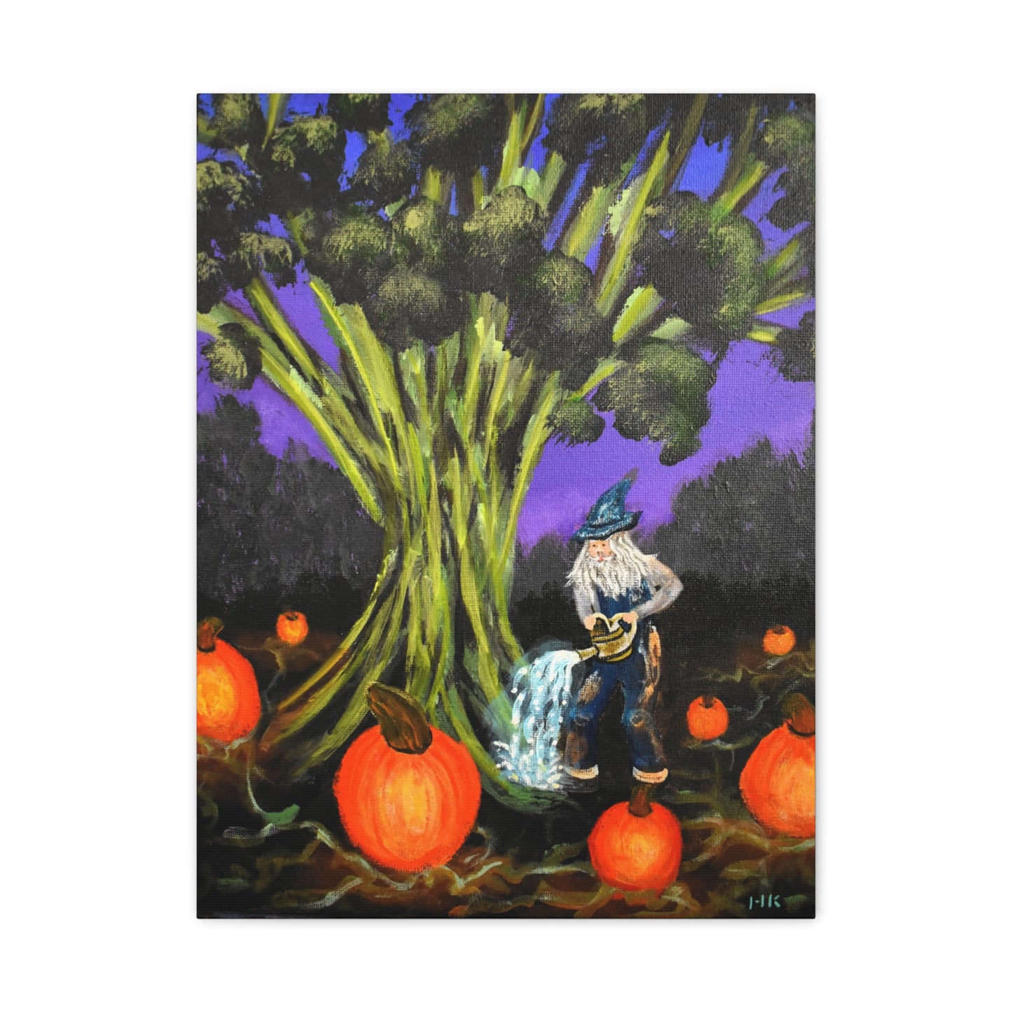 Whimsical Gnome Pumpkin Patch Matte Canvas Art