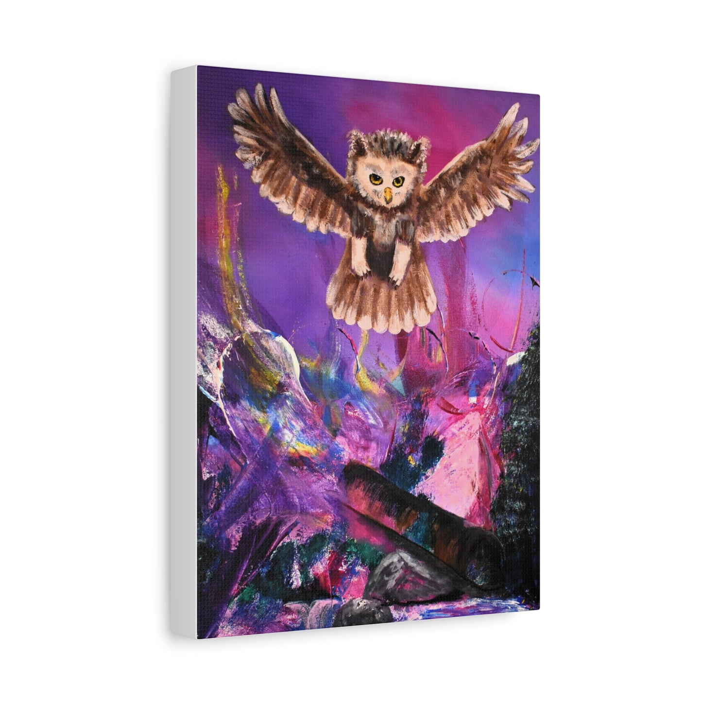 Owl Night Flight Matte Canvas Art –Wall Decor