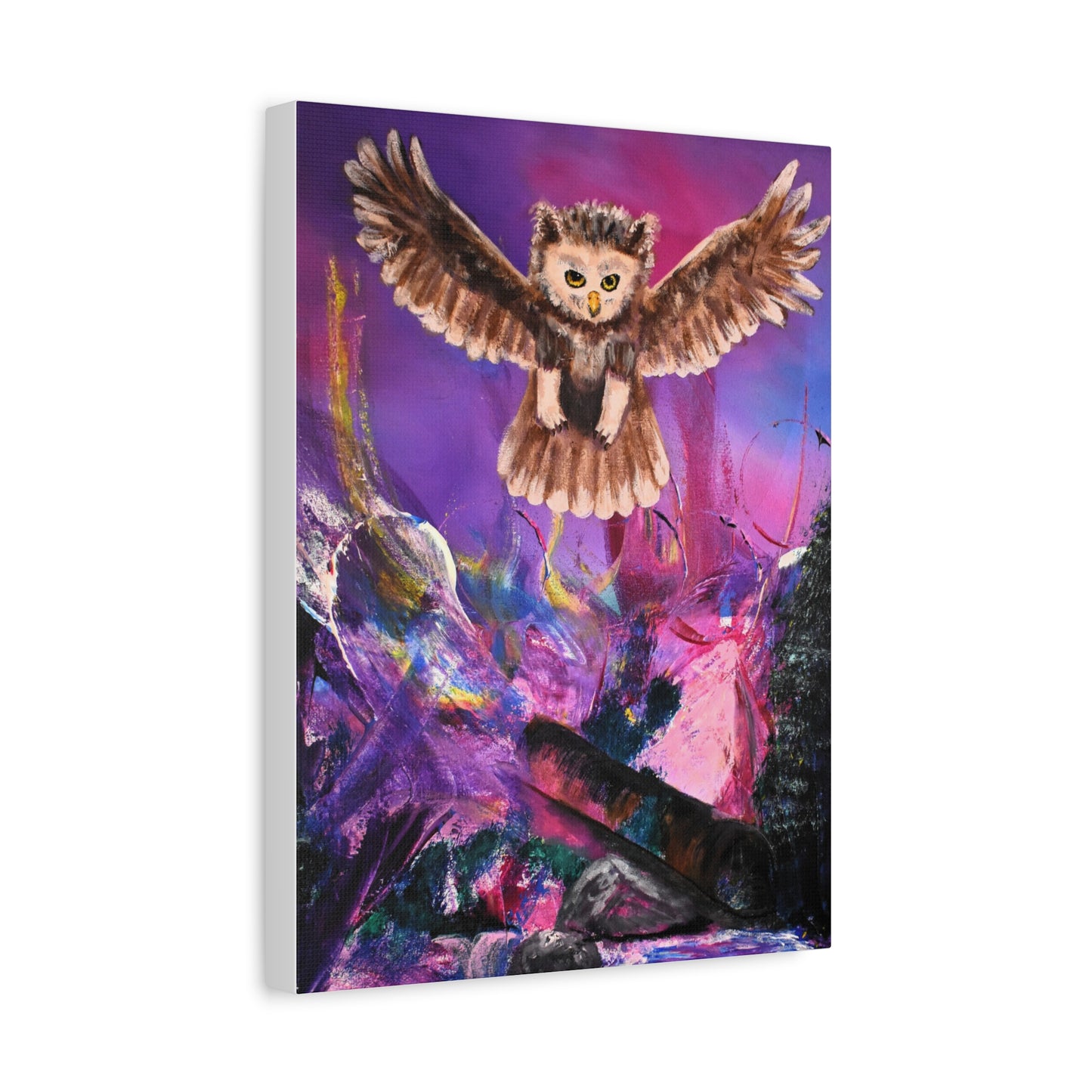 Owl Night Flight Matte Canvas Art –Wall Decor