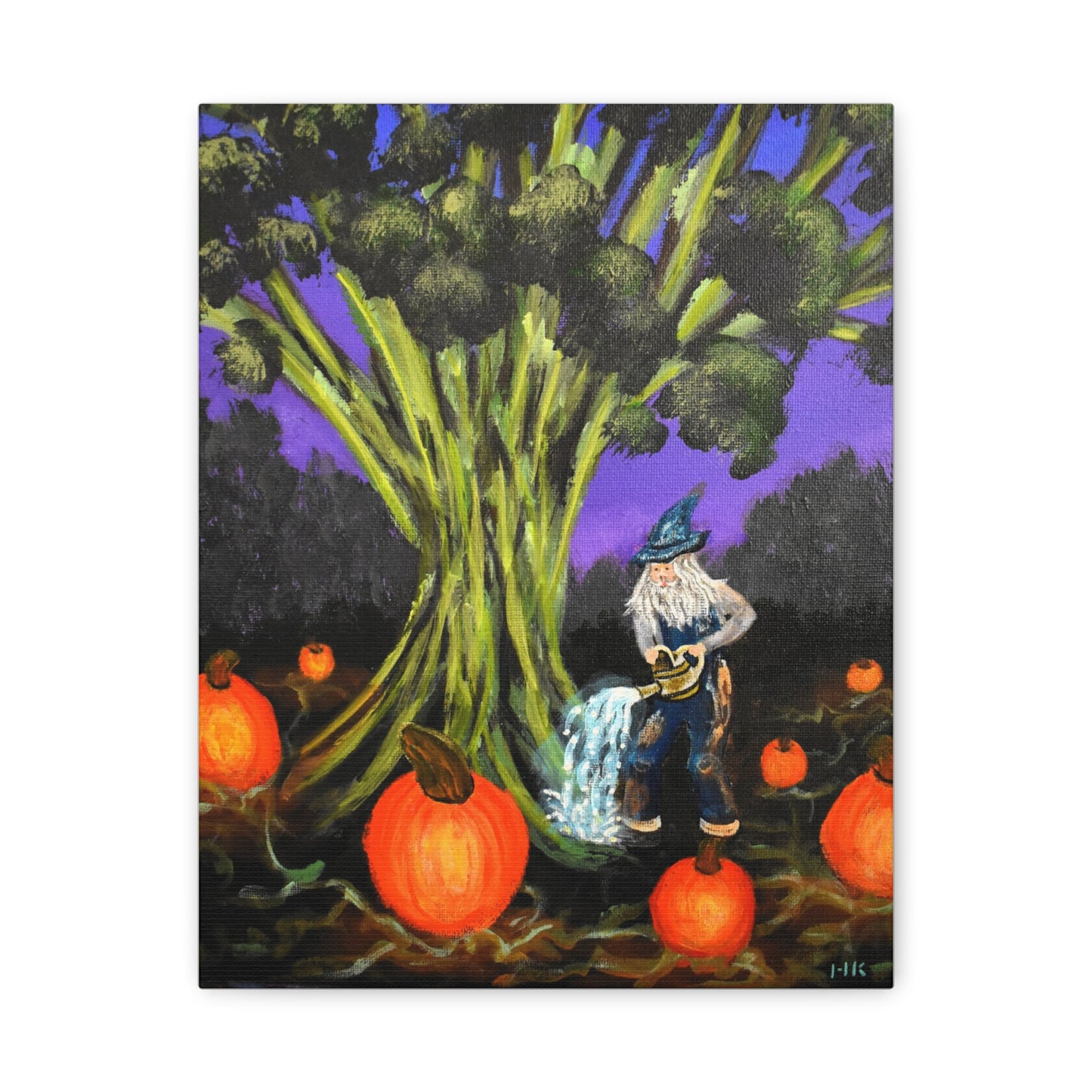 Whimsical Gnome Pumpkin Patch Matte Canvas Art