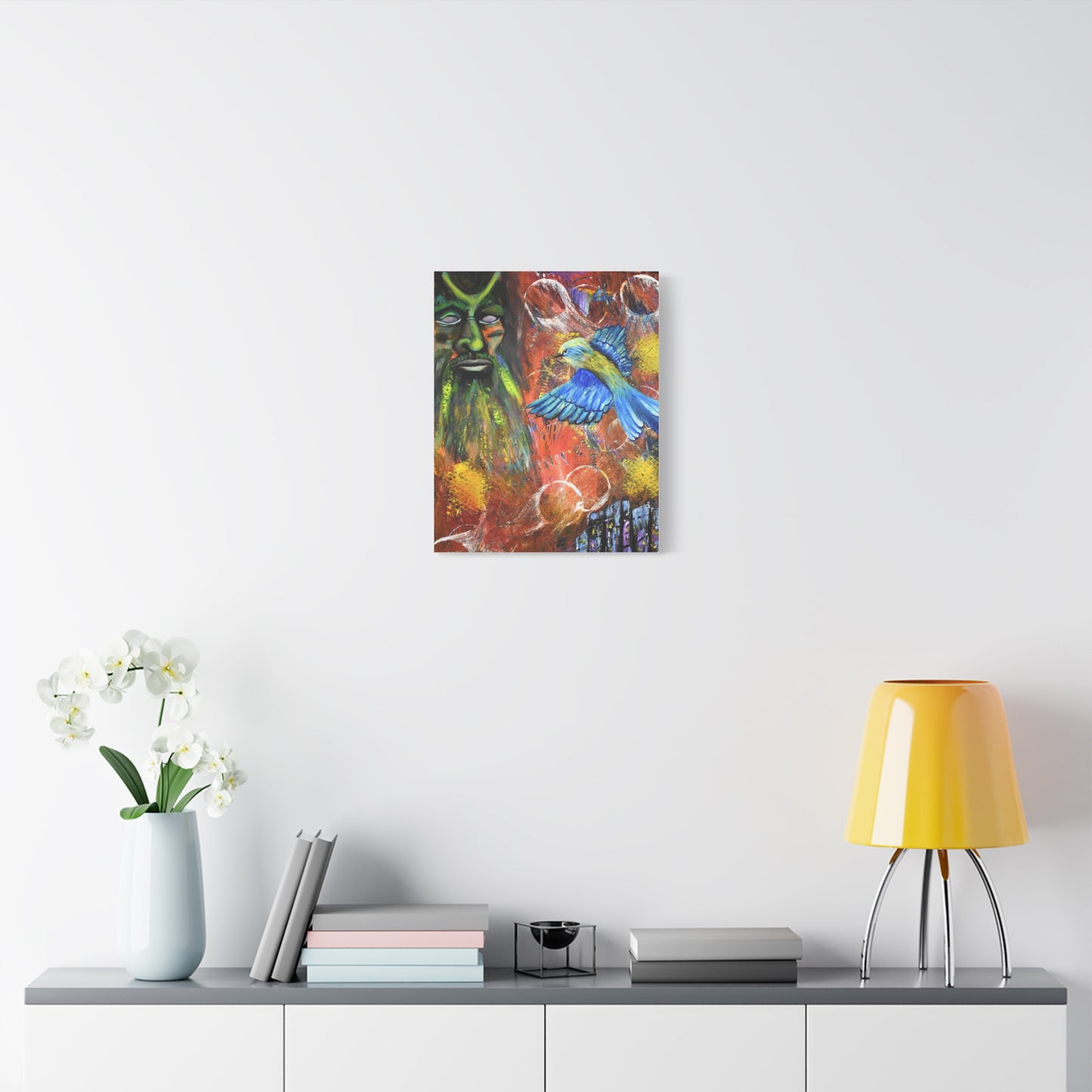Mystical Forest Canvas Print — Bluebird & Green Man Stretched Wall Art