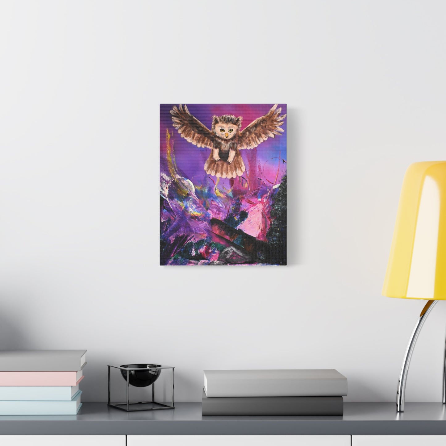 Owl Night Flight Matte Canvas Art –Wall Decor