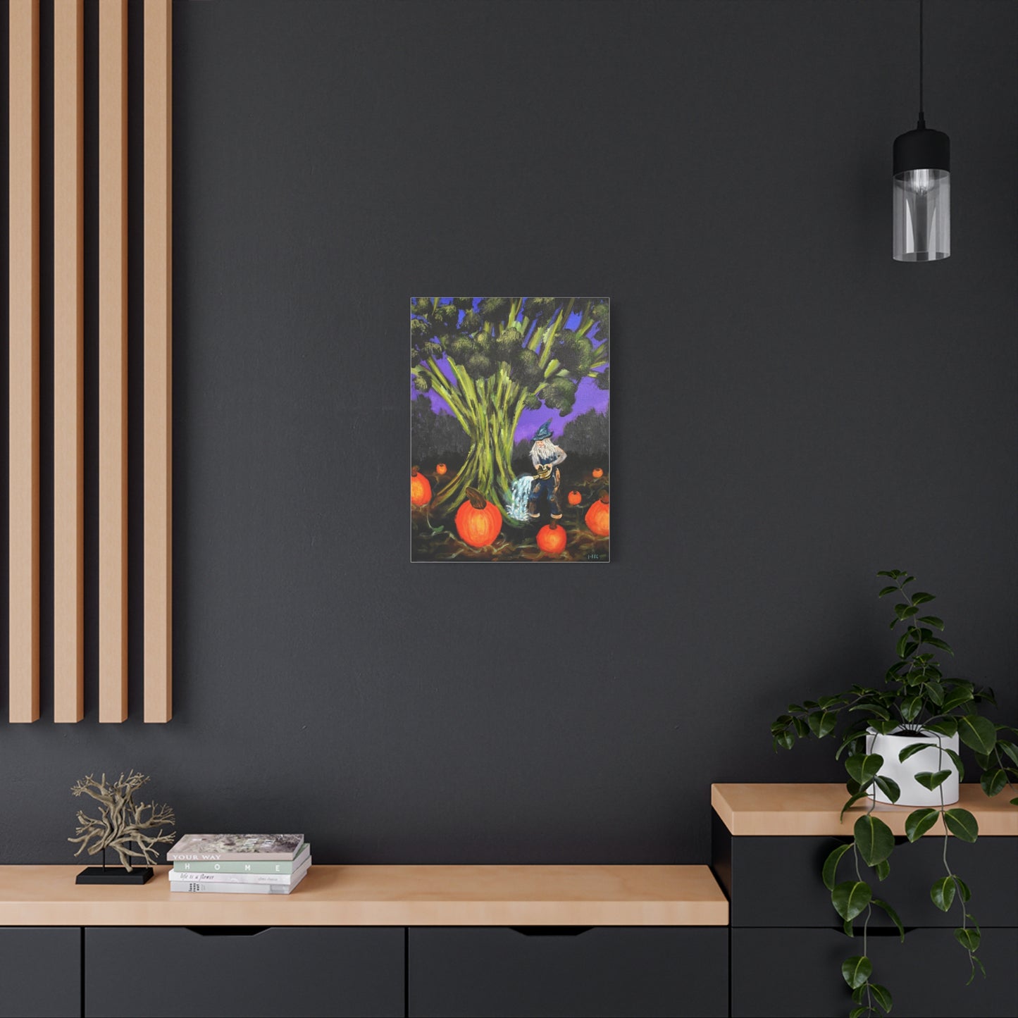 Whimsical Gnome Pumpkin Patch Matte Canvas Art