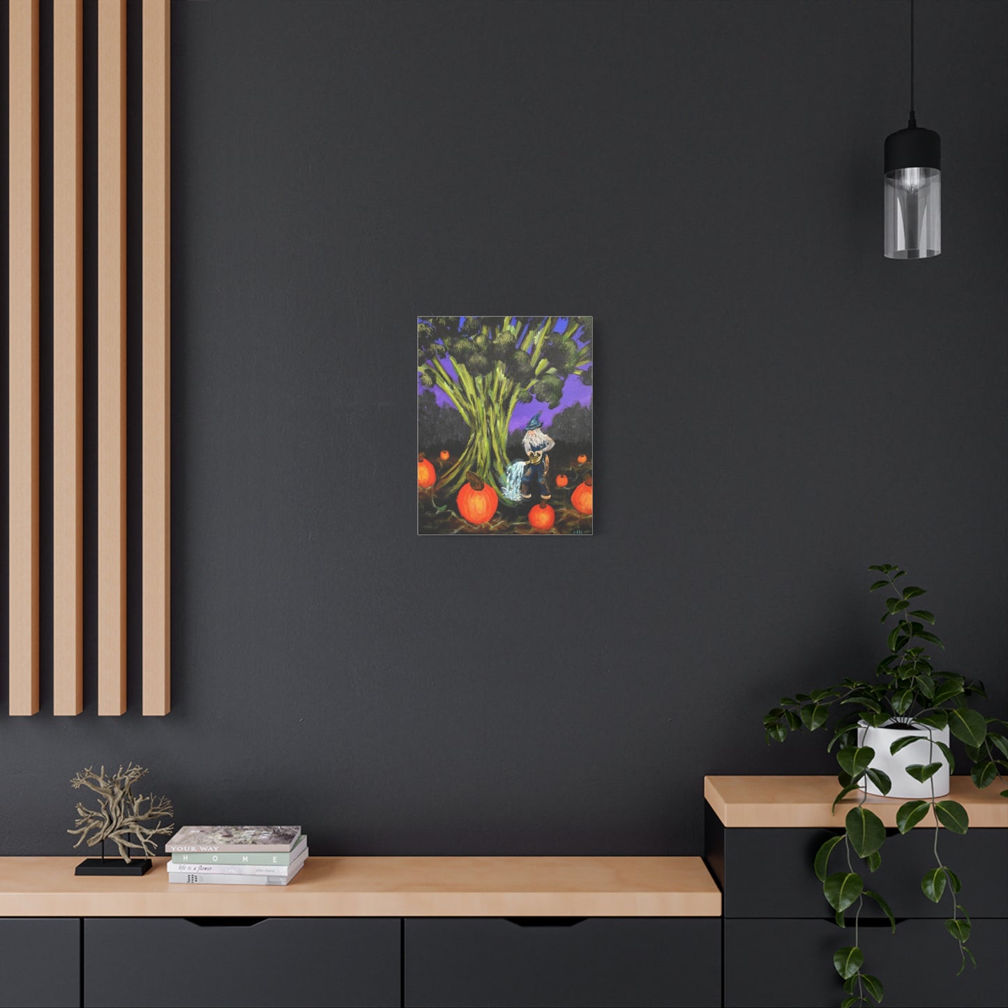 Whimsical Gnome Pumpkin Patch Matte Canvas Art
