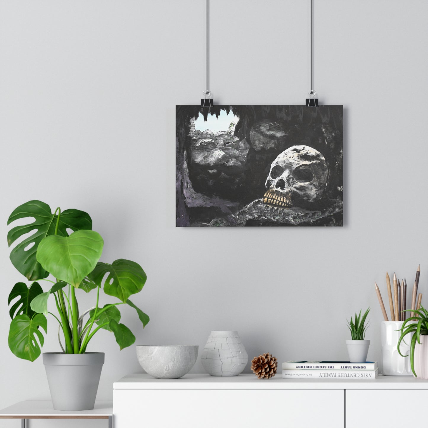 Skull Cave Giclée Art Print — Dark Gothic Skull Wall Art