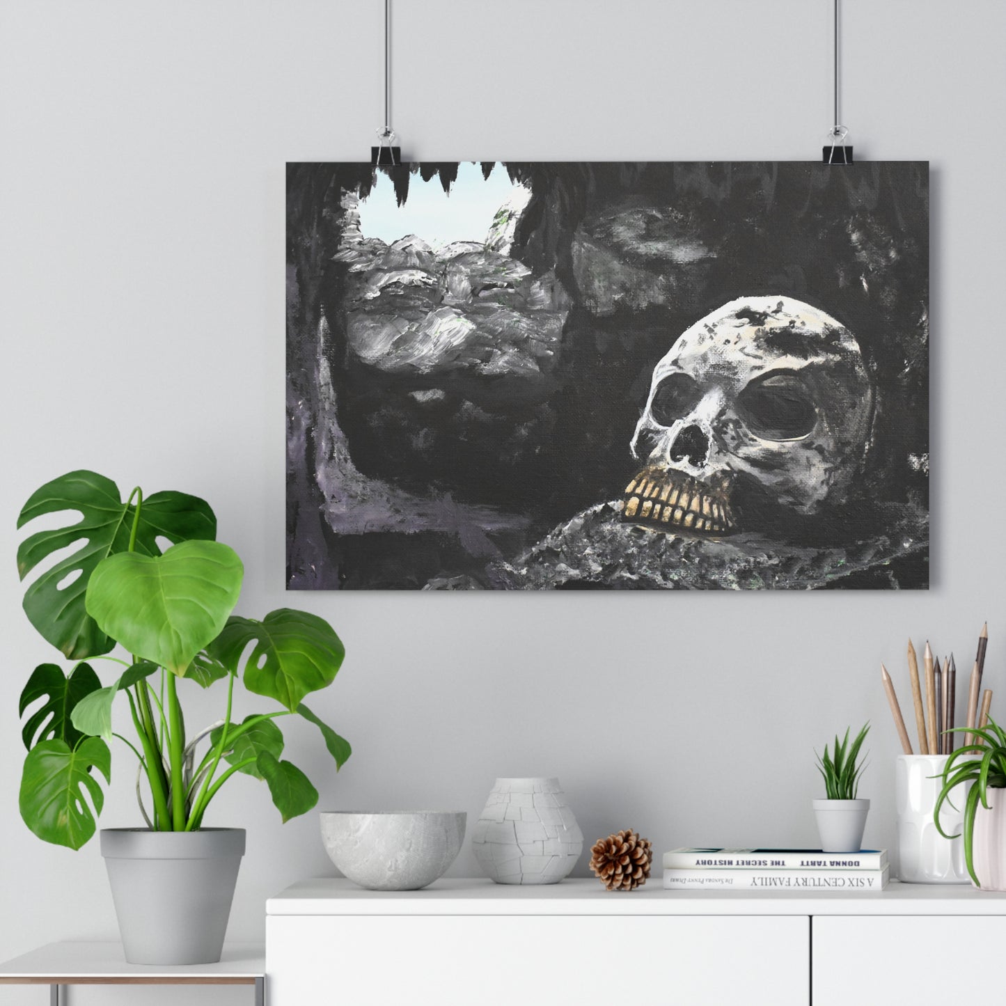 Skull Cave Giclée Art Print — Dark Gothic Skull Wall Art
