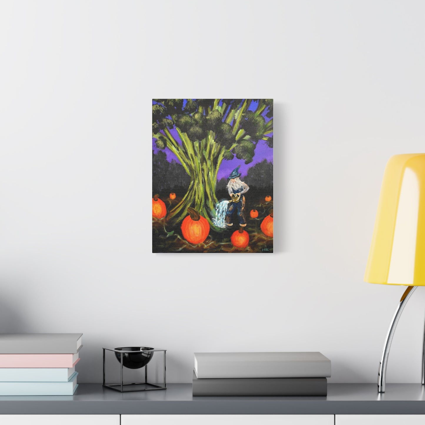Whimsical Gnome Pumpkin Patch Matte Canvas Art
