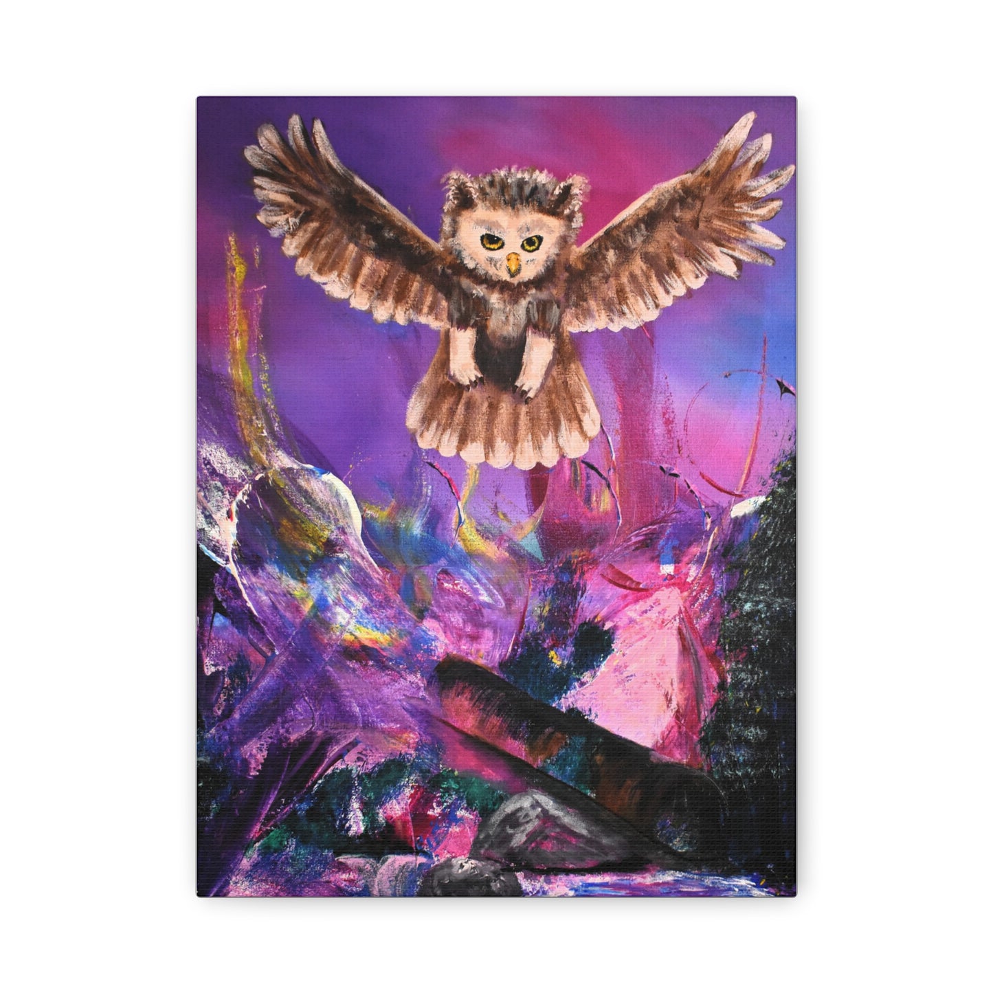 Owl Night Flight Matte Canvas Art –Wall Decor