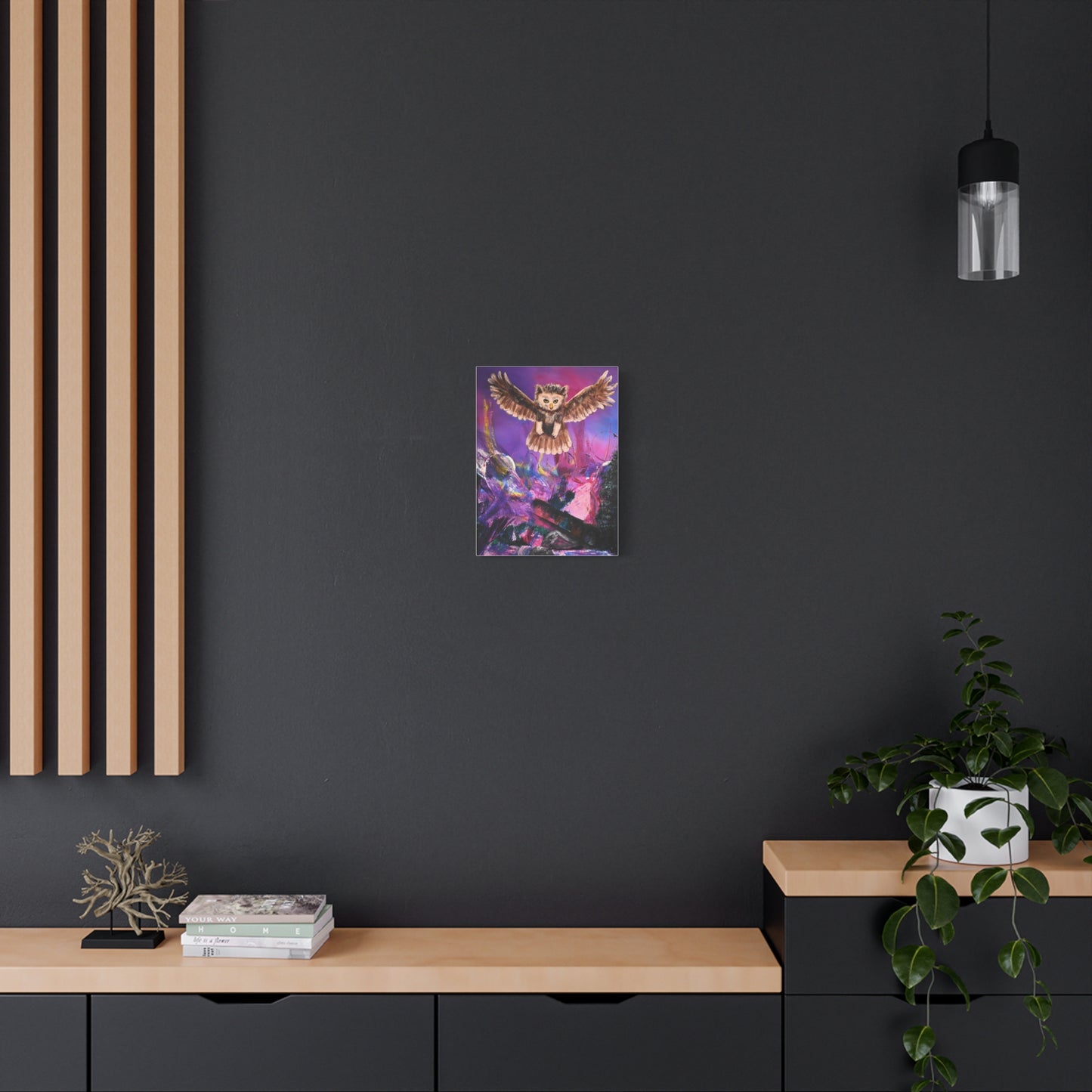 Owl Night Flight Matte Canvas Art –Wall Decor