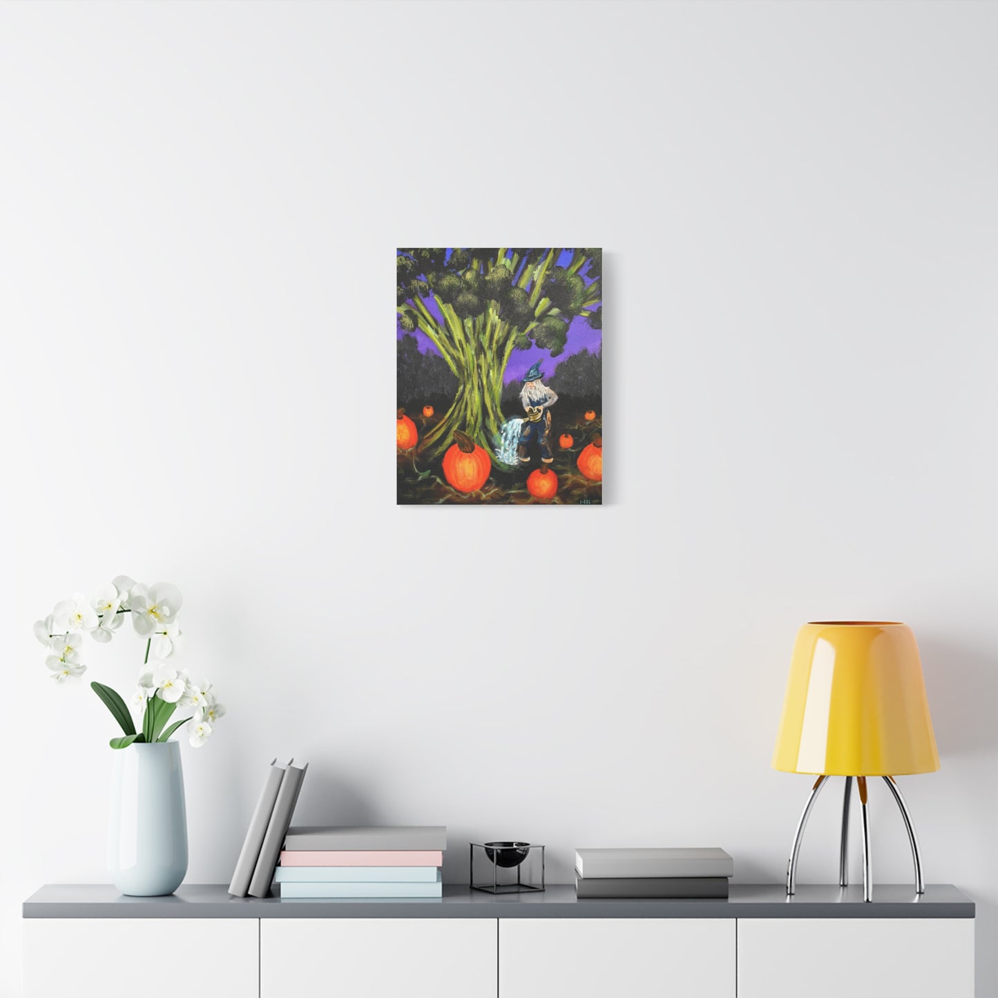 Whimsical Gnome Pumpkin Patch Matte Canvas Art
