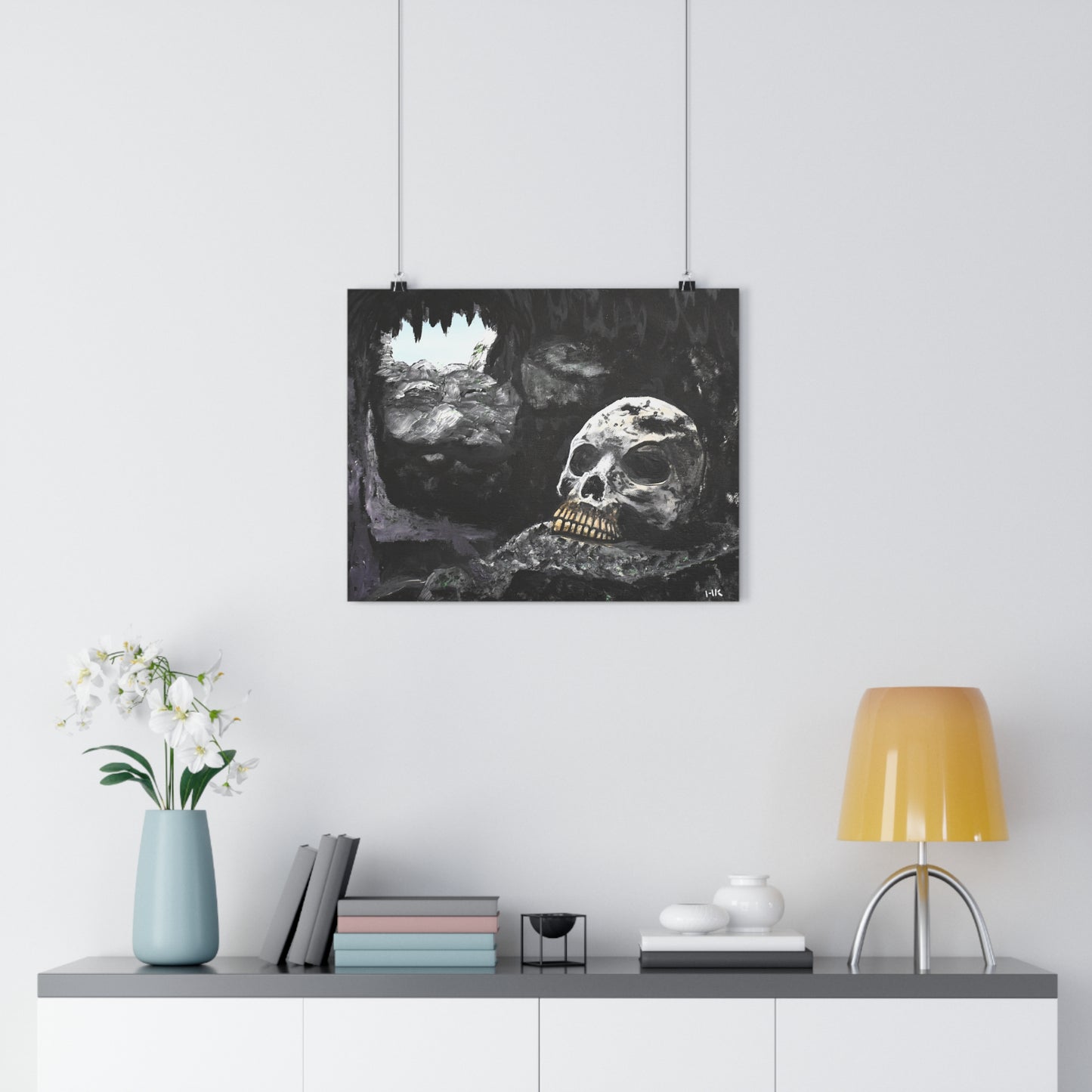 Skull Cave Giclée Art Print — Dark Gothic Skull Wall Art