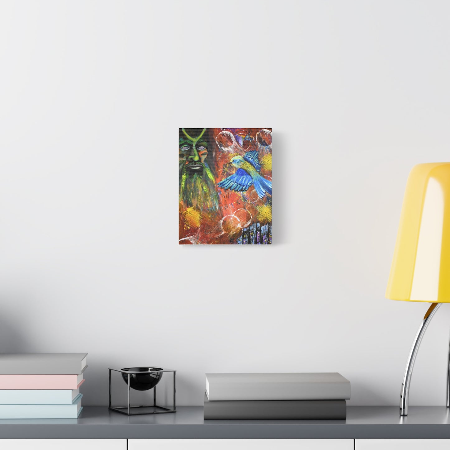 Mystical Forest Canvas Print — Bluebird & Green Man Stretched Wall Art