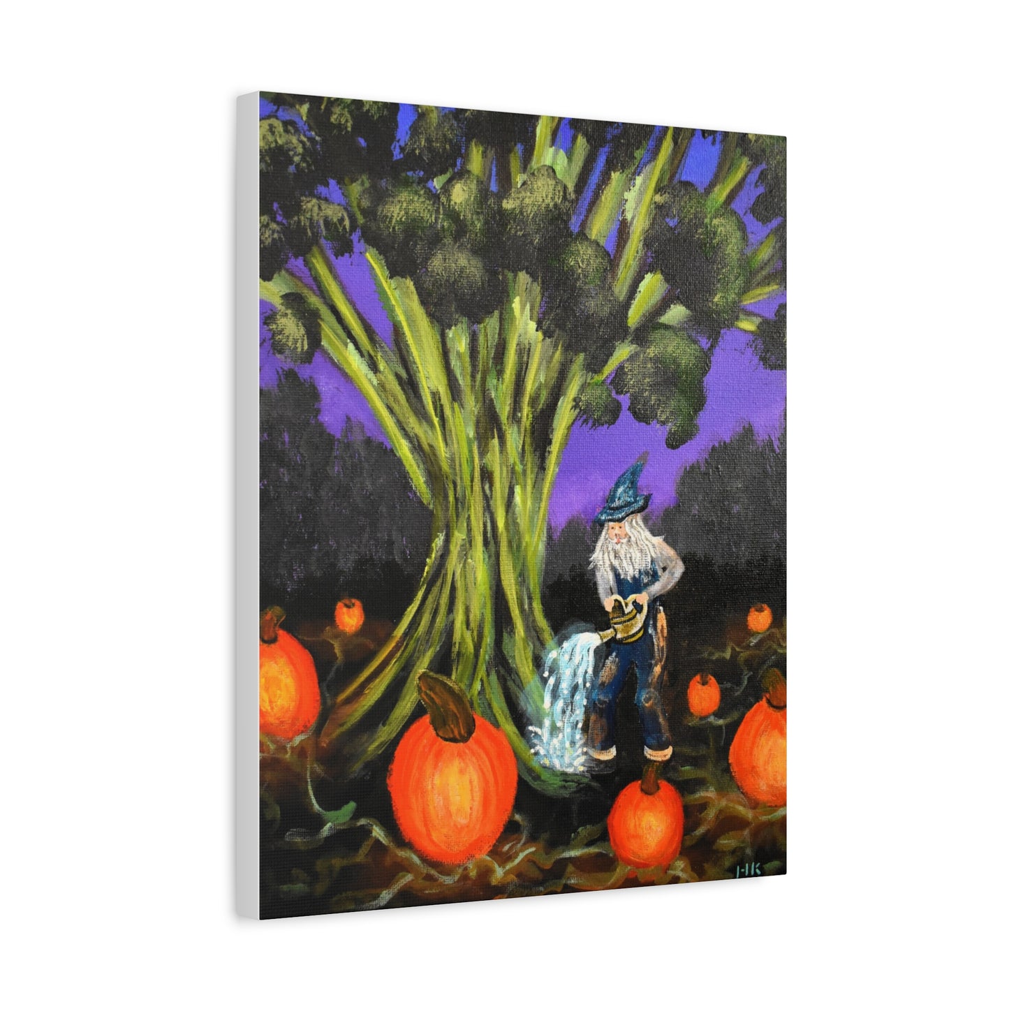 Whimsical Gnome Pumpkin Patch Matte Canvas Art