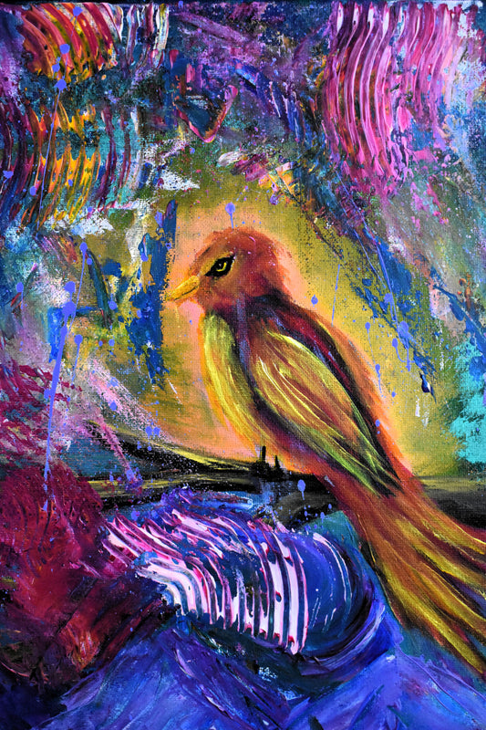Phoenix of the Nexus – Original Acrylic Painting (11x14)