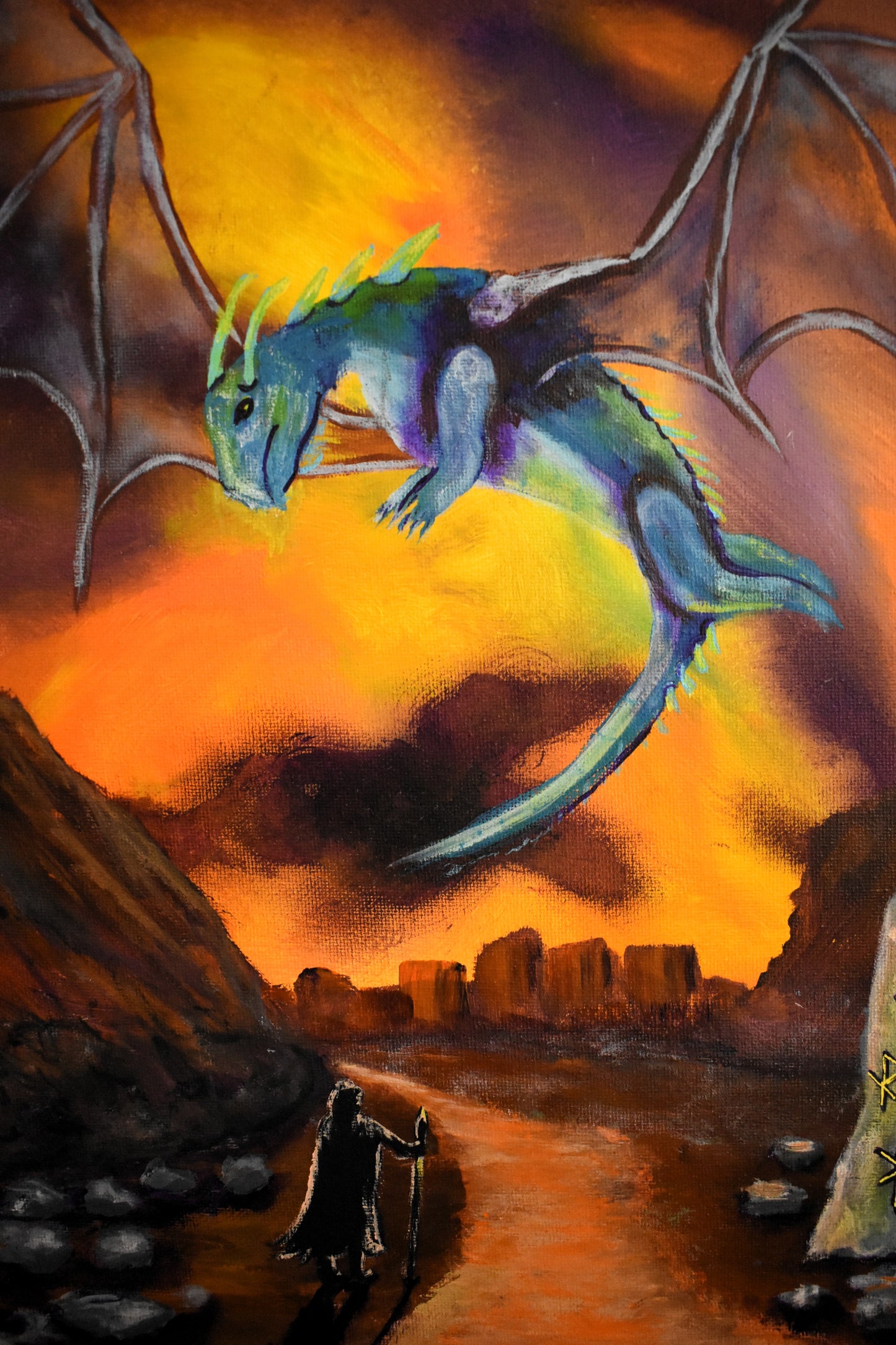 Flight Through the Forge – Original Acrylic Painting (11x14)
