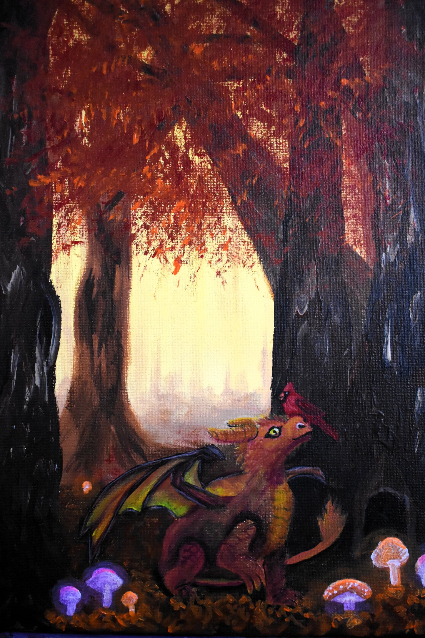 Glowwood Encounter – Original Fantasy Acrylic Painting